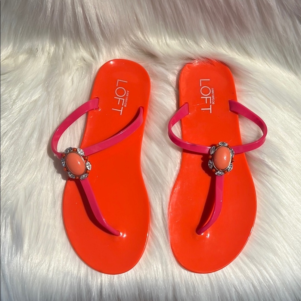 LOFT Orange and Pink Sandals